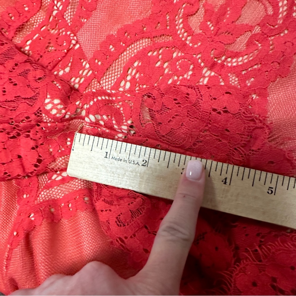 MAY & JULY RED LACE NUDE SHORTS SLEEVELESS ROMPER - Picture 5 of 7